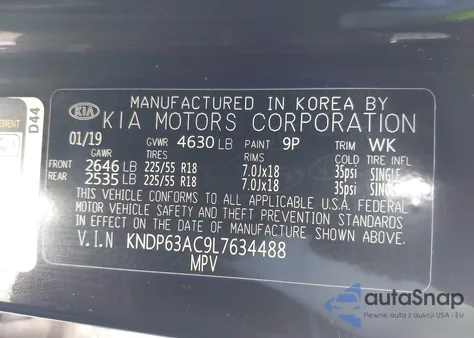 2020 Kia Sportage S из США, поврежденный, VIN KNDP63AC9L7634488